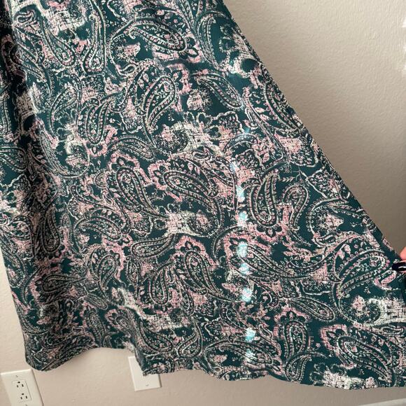 Indigo Rose Womens Green Maxi Dress Paisley 3/4 Sleeve Multicolor Size Large - Picture 12 of 12
